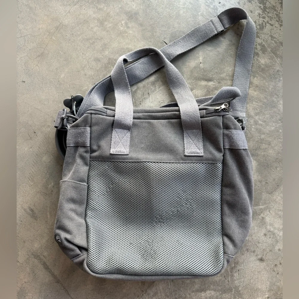 Grey Washed Canvas Zippered Tote Bag — Dog Gear!